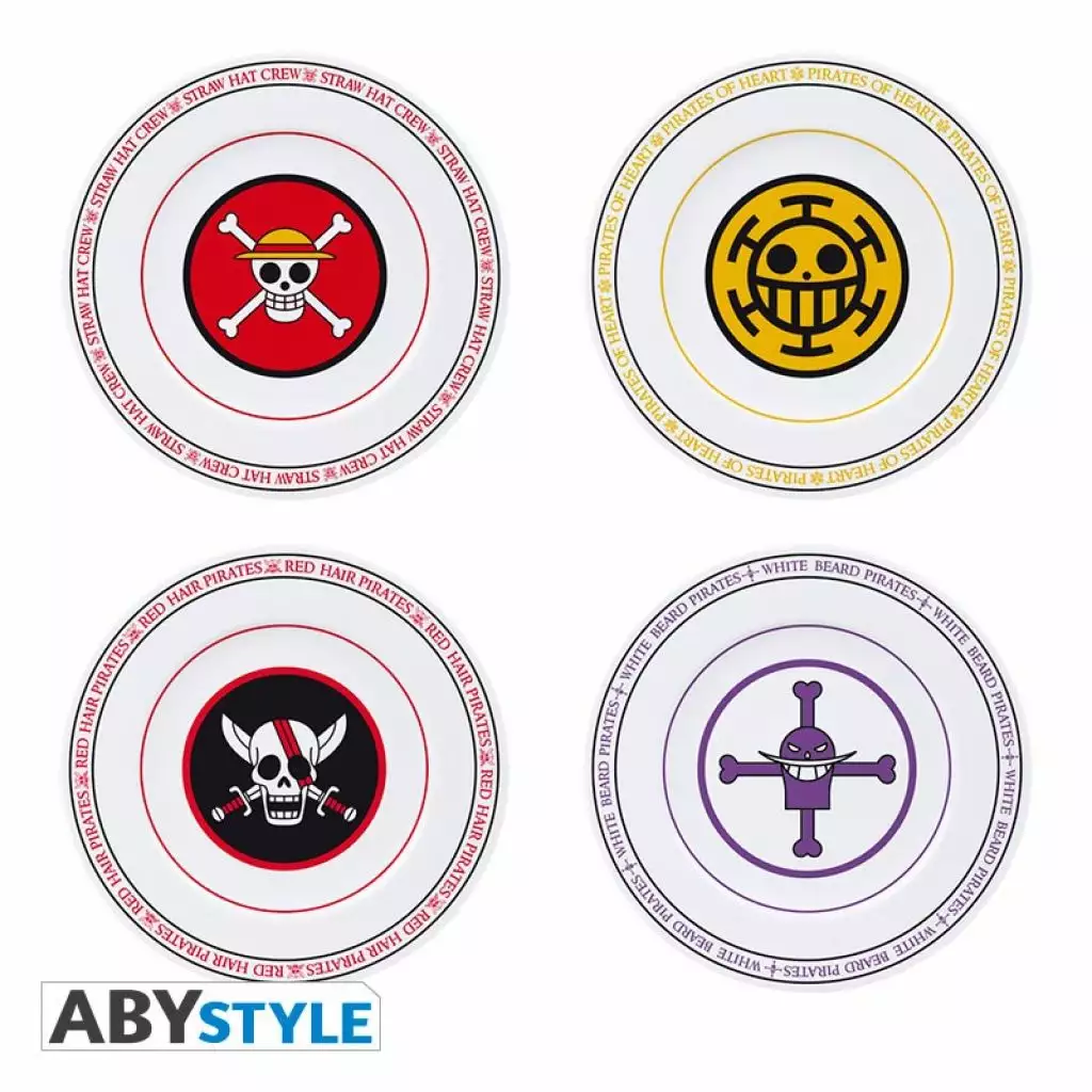 ABYstyle One Piece - Ensemble De 4 Assiettes 21 Cm - Emblemes 1 ABYstyle One Piece - Ensemble De 4 Assiettes 21 Cm - Emblemes